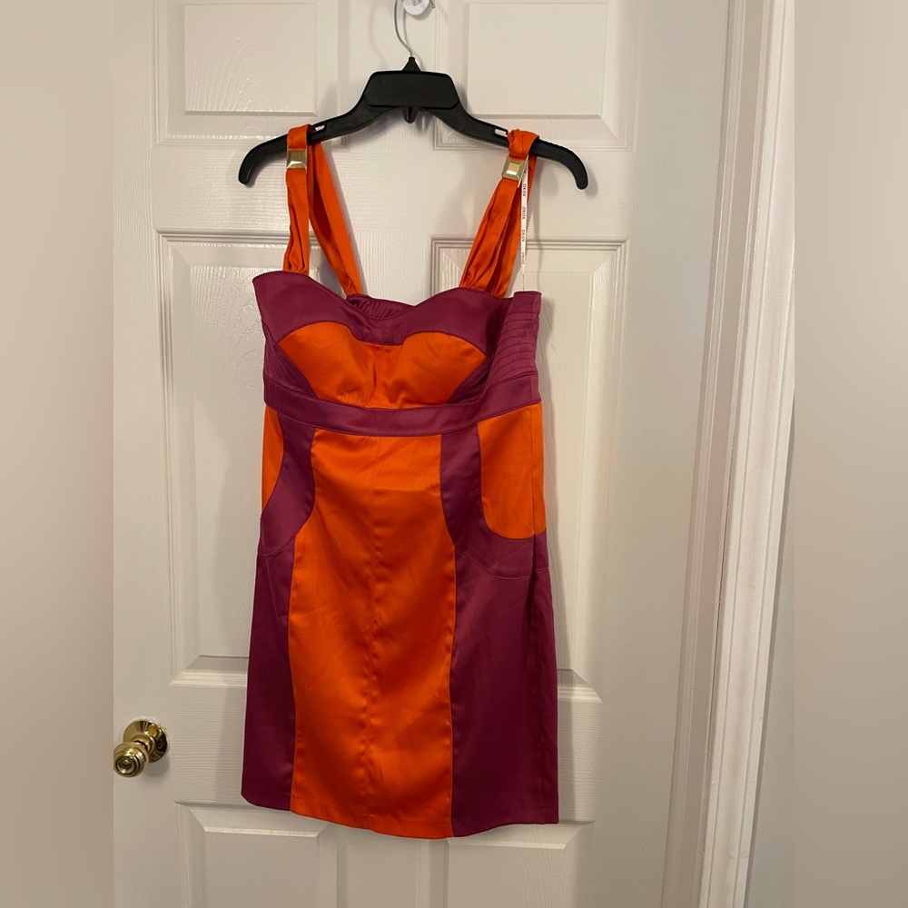 XOXO Coral Orange And Purple Color Block Dress. Size  11/12. - Picture 2 of 8